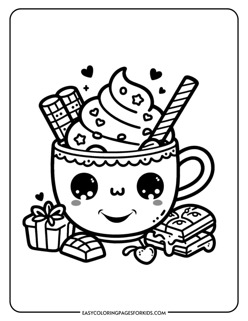 Capture the essence of coziness with this hot cocoa mug outline