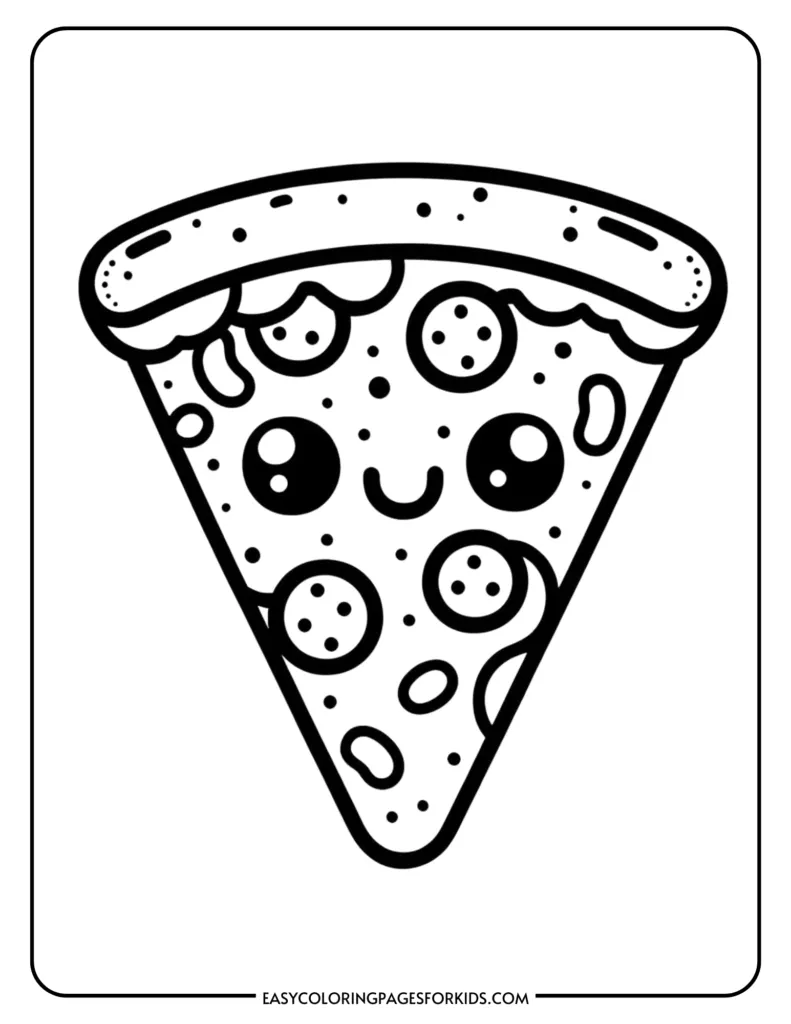 Fun and creative pizza slice coloring page for all ages