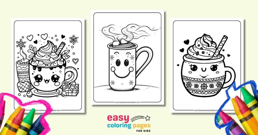 cozy hot chocolate coloring page