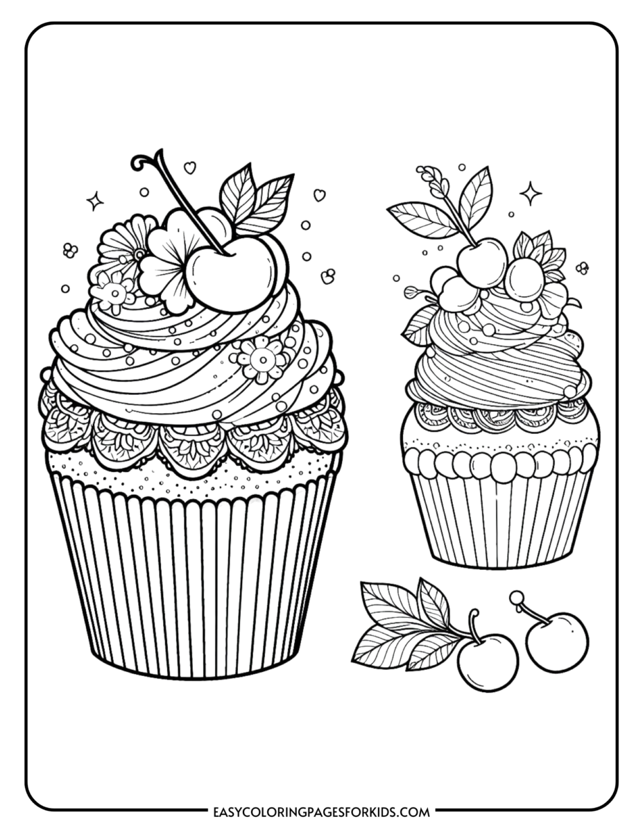 Cupcake Coloring Pages (Free Printable Pages for Kids) - Easy Coloring
