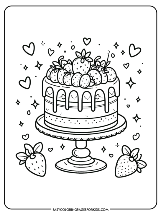 Cake Coloring Pages (8 Free PDF Printable Pages)