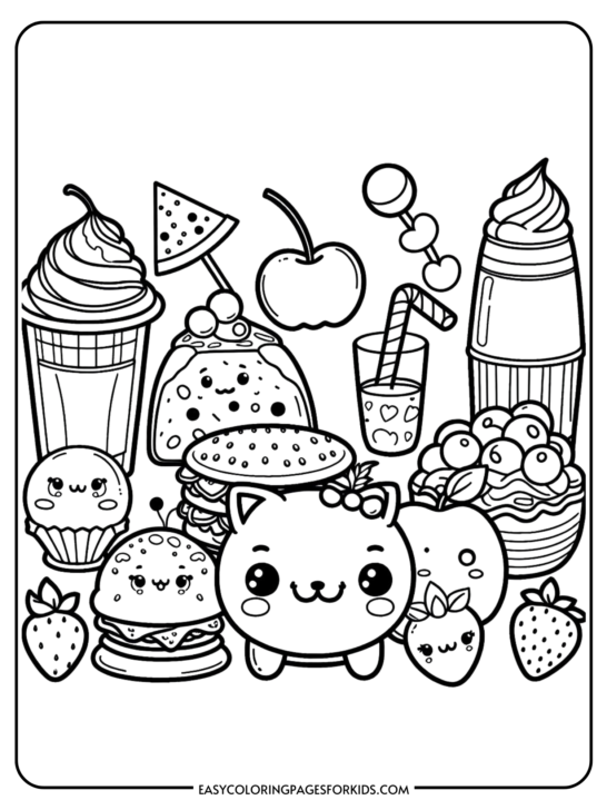 Free Printable Cute Food Coloring Pages for Kids