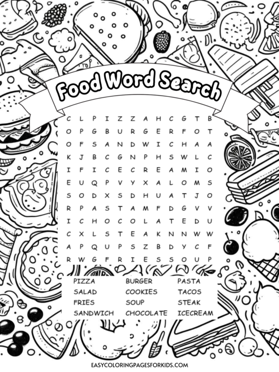 Food Word Search Printables (Food Word Search For Kids)