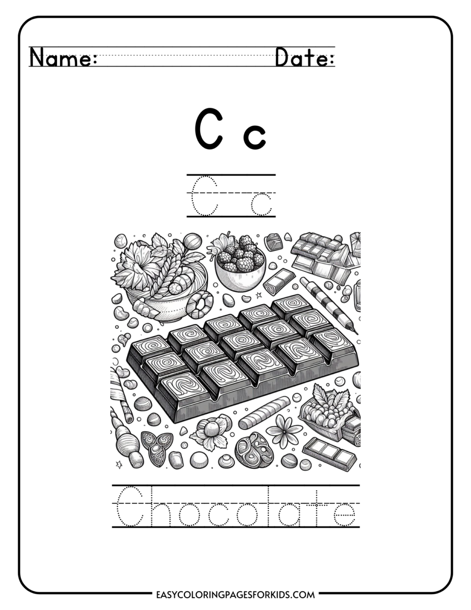 Free Chocolate Worksheets for Kids - Easy Coloring Pages for Kids