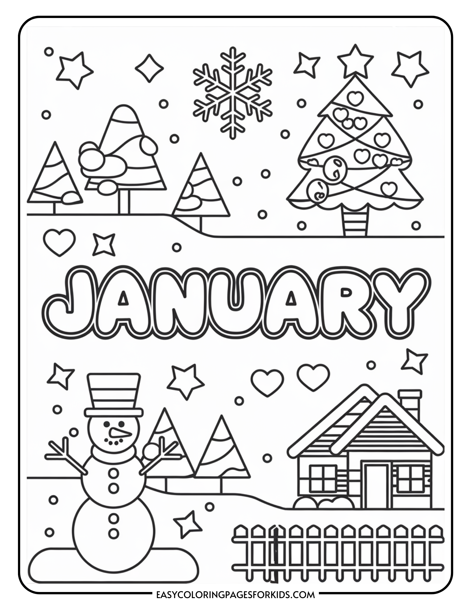 January Coloring Pages for Kids (5 Free Printable PDF Pages) Easy