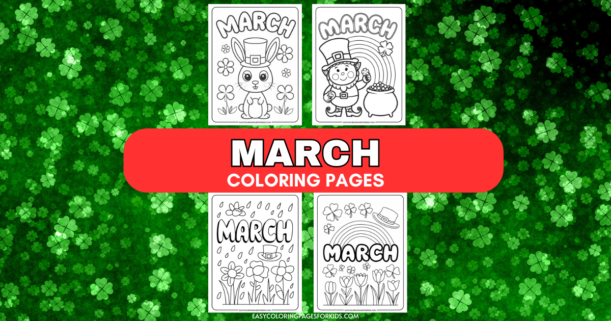 March Coloring Pages for Kids (6 Free PDF Printables) - Easy Coloring ...