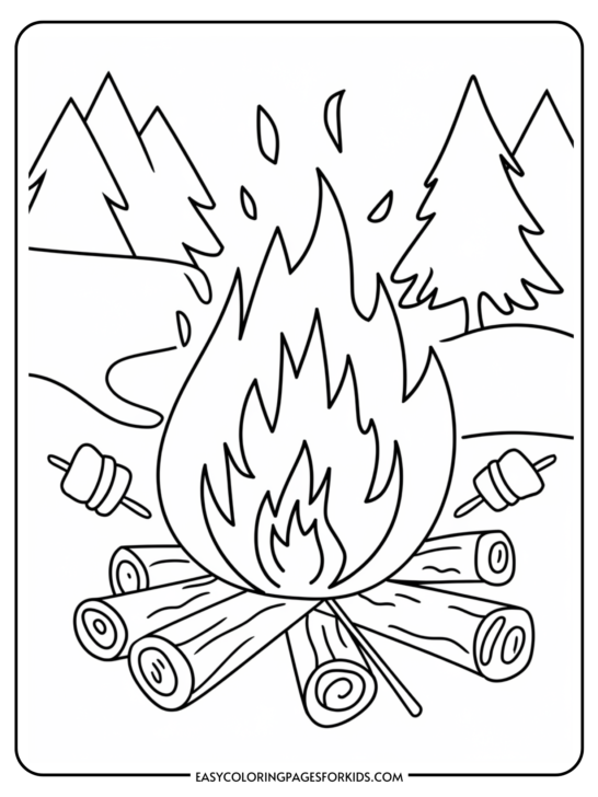 Bonfire Coloring Pages (5 Free Printable Pages)