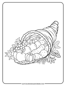 Cornucopia Coloring Pages (4 Free Printable Pages) - Easy Coloring