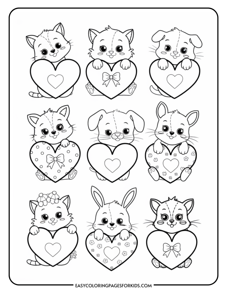 Cute Heart Coloring Pages (10 Free Printable Pages) - Easy Coloring ...