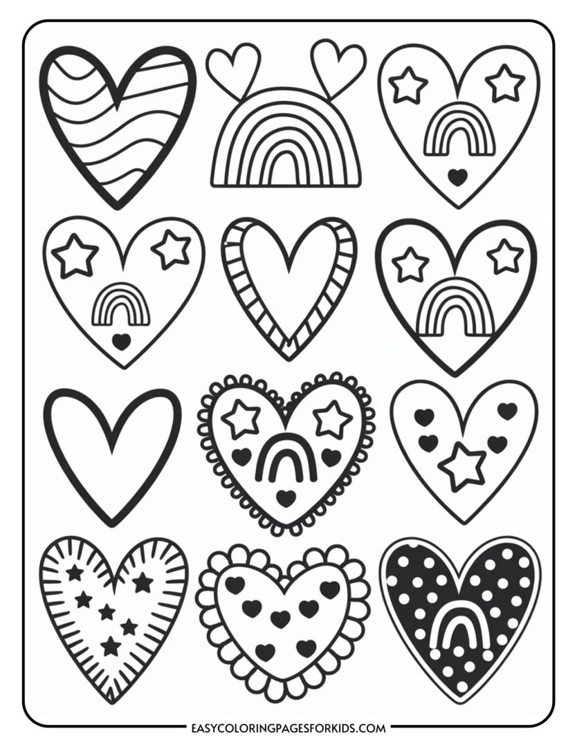 Cute Heart Coloring Pages (10 Free Printable Pages) - Easy Coloring ...