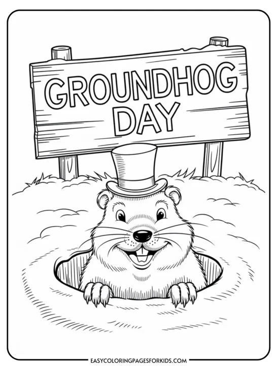 Groundhog Day Coloring Page&nbsp;(6 Free Printable Pages)