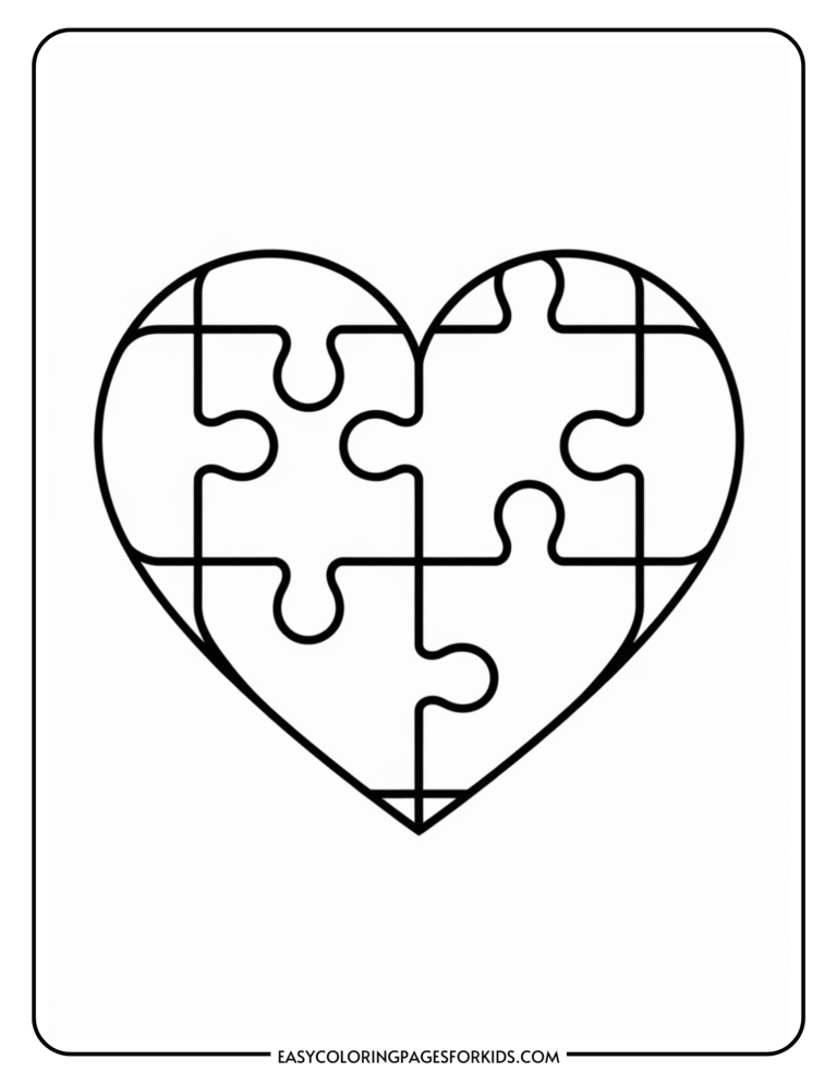 Heart Puzzle Coloring Page (7 Free Printable Pages) - Easy Coloring ...