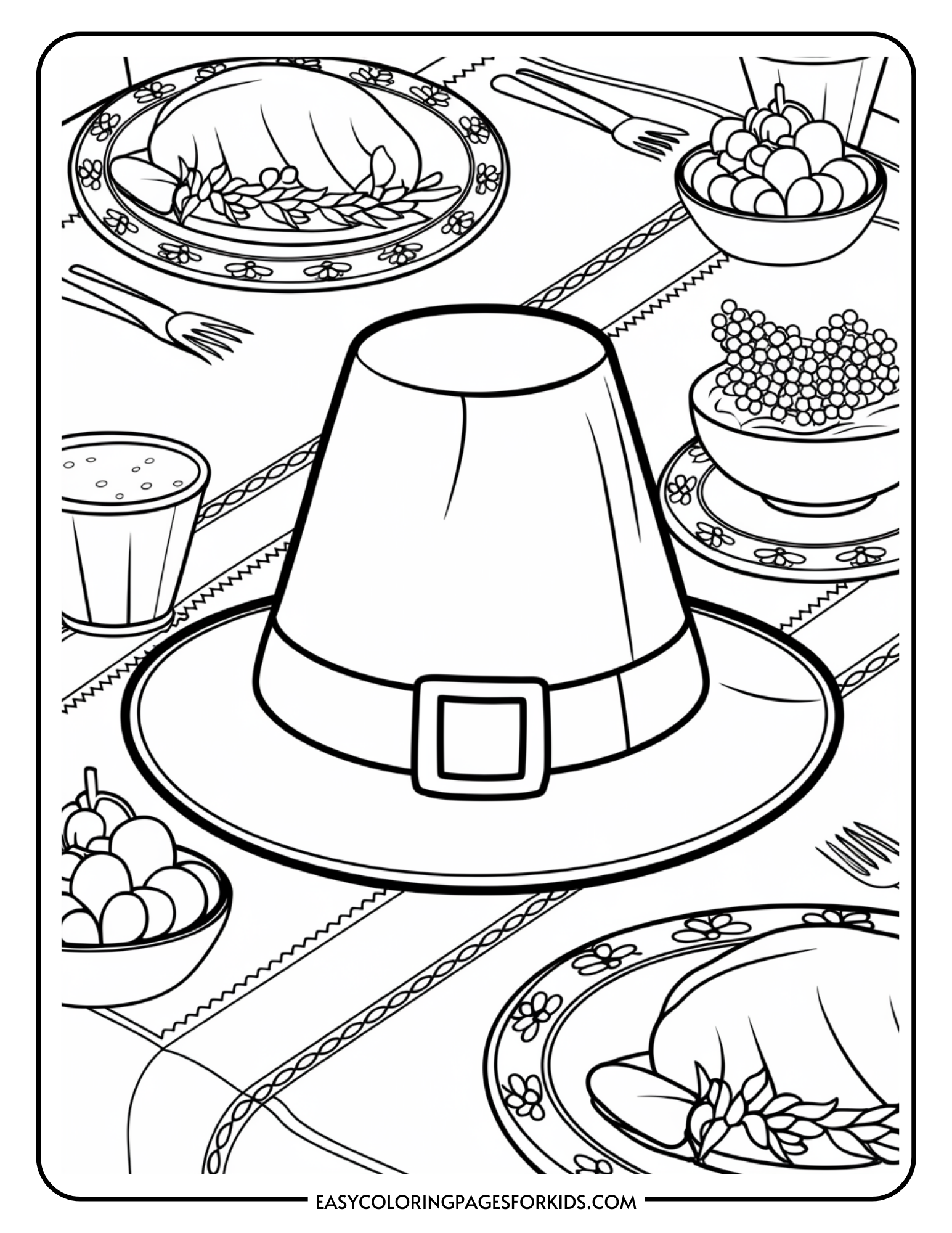 Pilgrim Hat Coloring Pages (6 Free Printable Pages) - Easy Coloring Pages for Kids