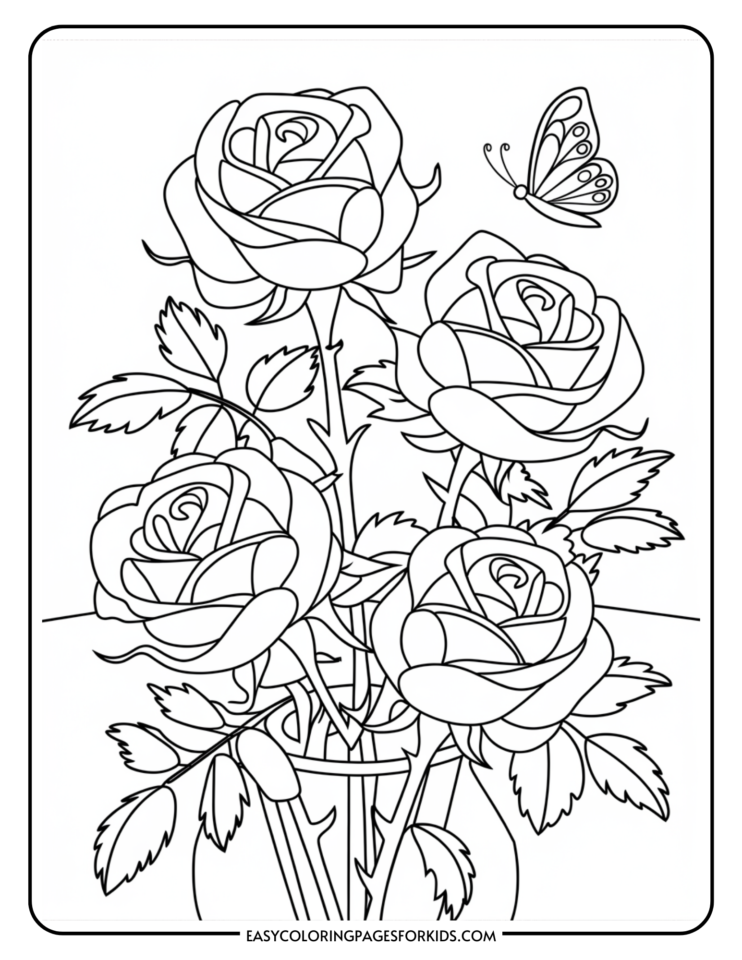 Kids Coloring Pages Printable Roses Rose Coloring Page (8 Free Printable Pages) - Easy Coloring Pages for Kids