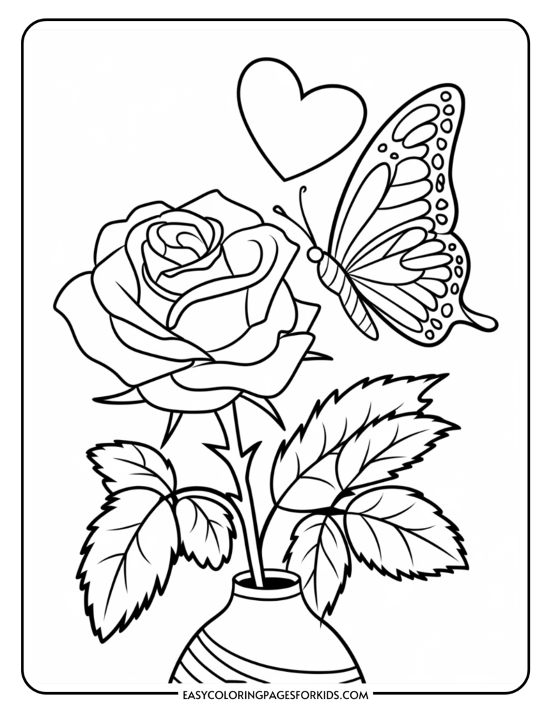 Rose Coloring Page Easy Rose Coloring Page Easy