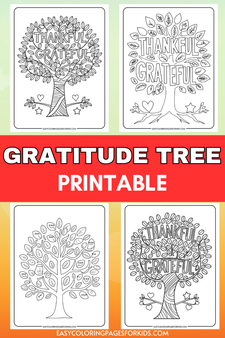 Thankful Tree Coloring Pages (5 Free Printable Pages) Easy Coloring