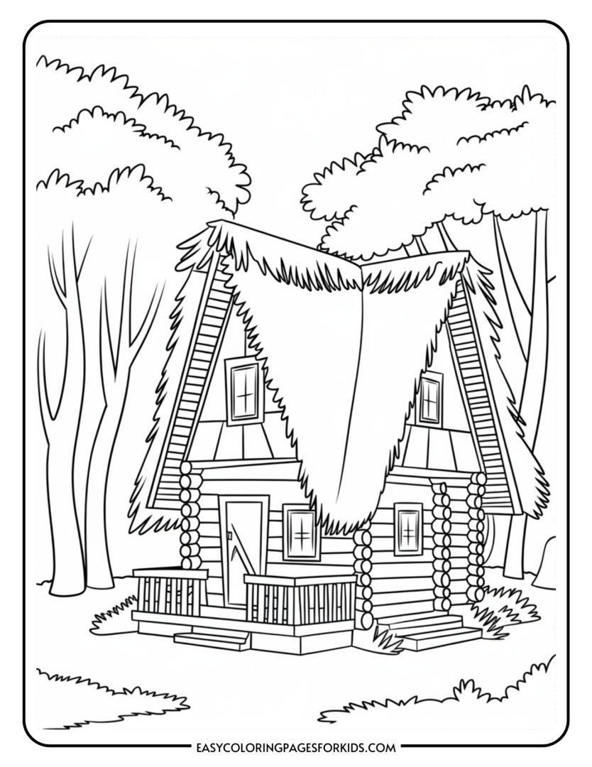 Cabin Coloring Pages (8 Free Printable Pages) - Easy Coloring Pages for ...