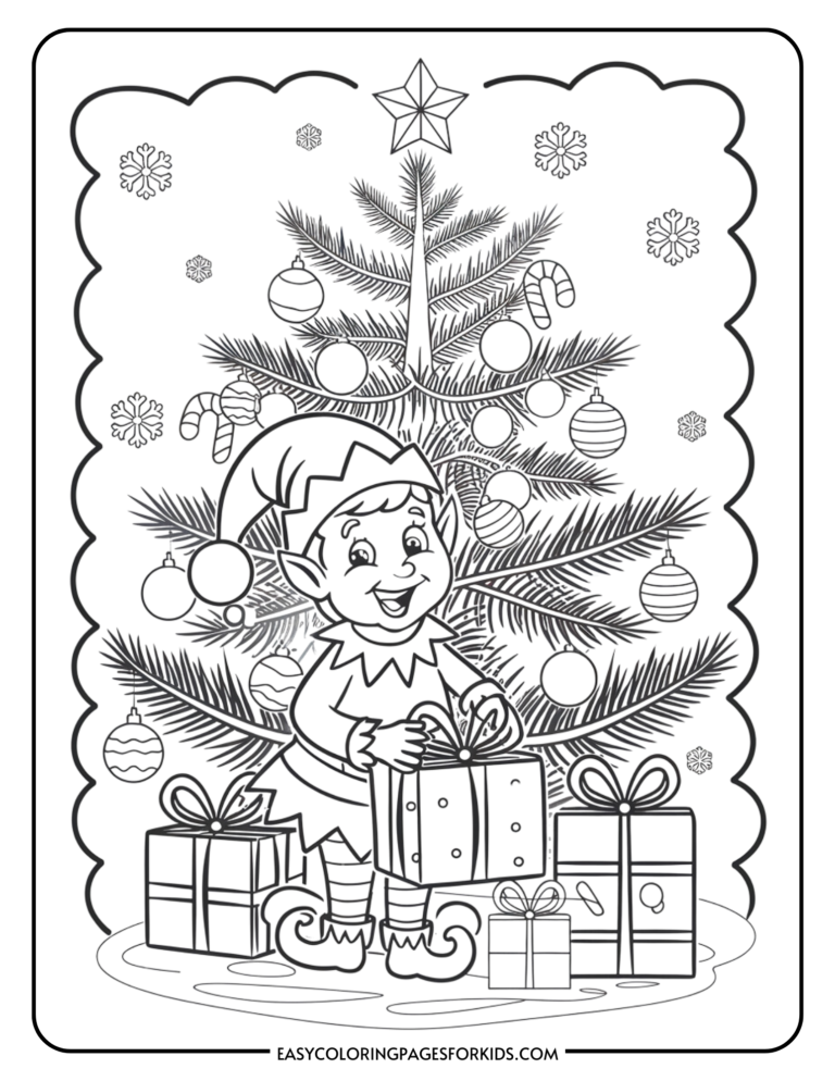Christmas Elves Coloring Pages (7 Free Printable Pages) - Easy Coloring