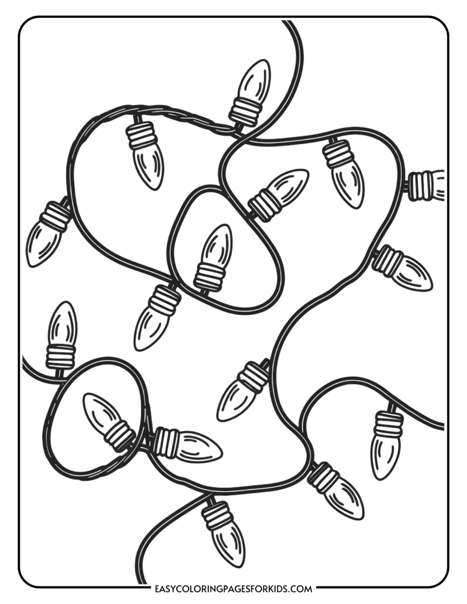 Christmas Lights Coloring Pages (9 Free Printable Pages) Easy