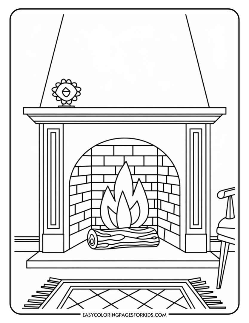 Fireplace Coloring Pages 5 Free - Fireplace Coloring Pages 3 834x1080