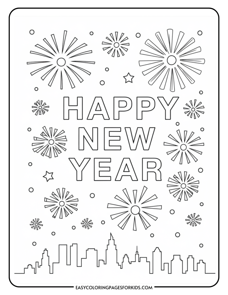 Happy New Year Coloring Pages 4 Free Printable Pages Easy Coloring Happy New Year Coloring Pages 4 Free Printable Pages Easy Coloring