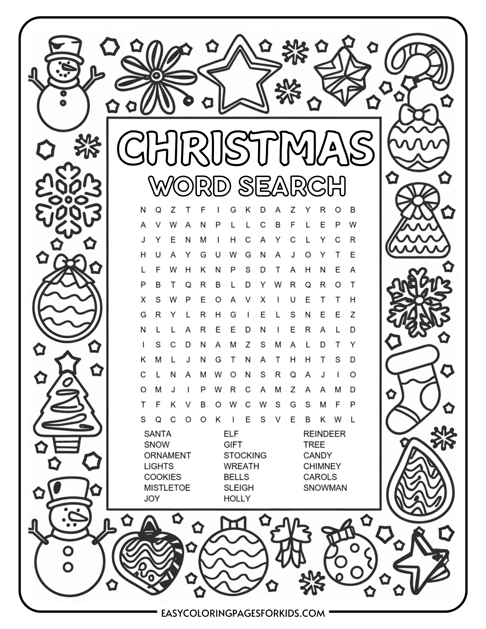 Printable Christmas Colouring In Word Search Find A Word Activity 