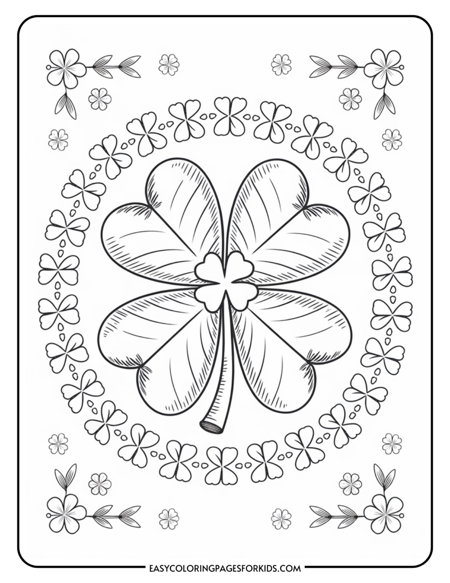 Free Printable Four Leaf Clover Coloring Pages (15 PDF Pages) Easy