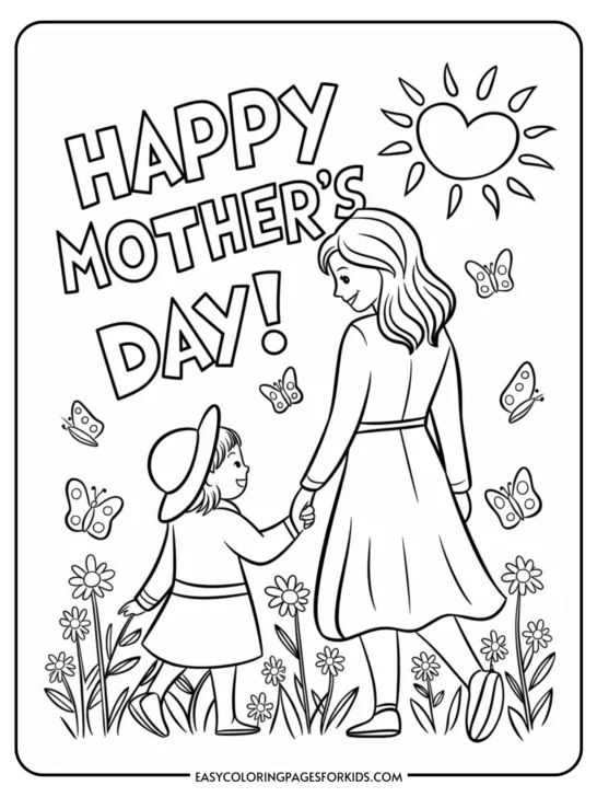 Cute Mothers Day Coloring Pages (10 Free Printable PDF Pages)