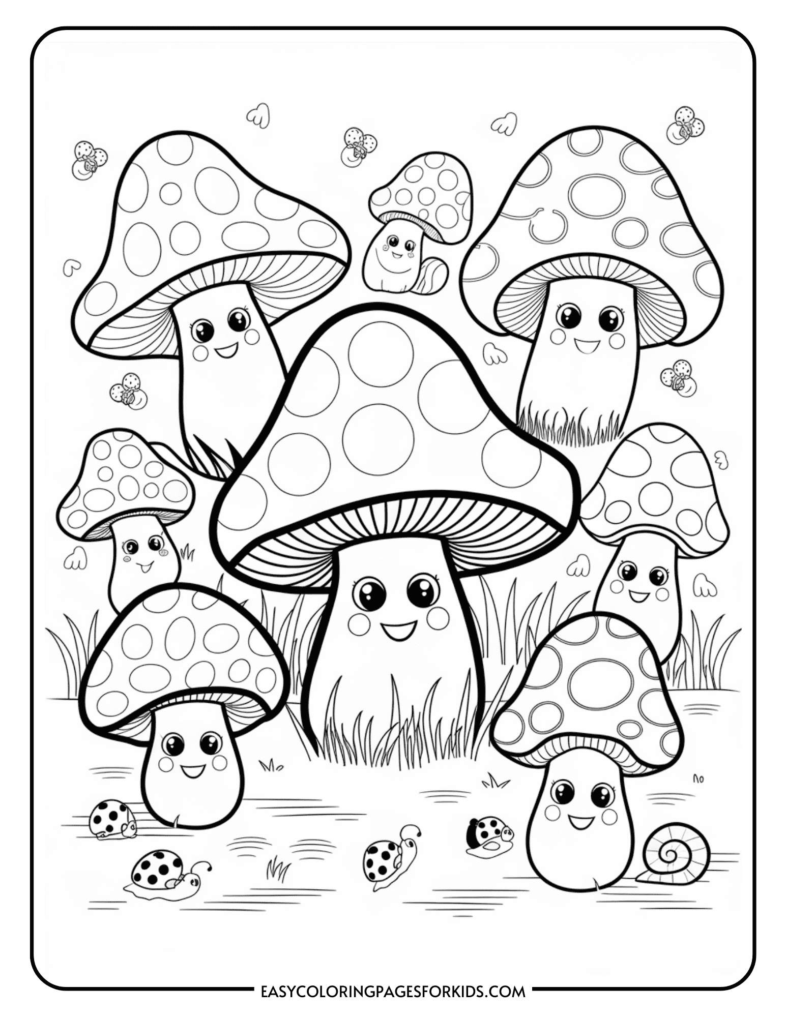 Cute Mushroom Coloring Pages (8 Free Printable PDF Pages) Easy