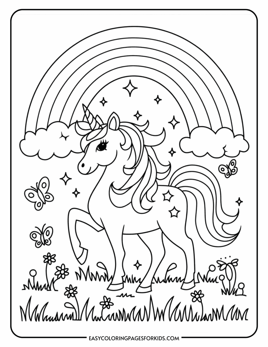 Simple Rainbow Coloring Page (10 Free Printable PDF Pages) - Easy ...