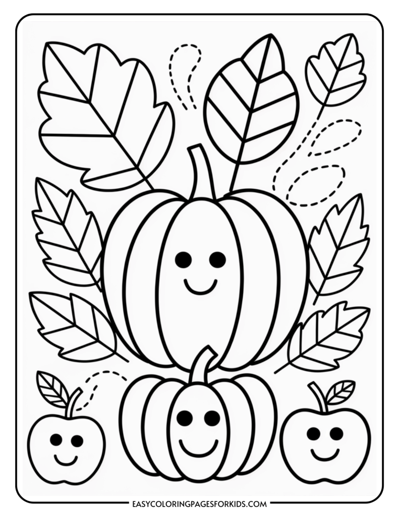 Fall Coloring Pages for Kids (5 Printable Pages) Easy Coloring