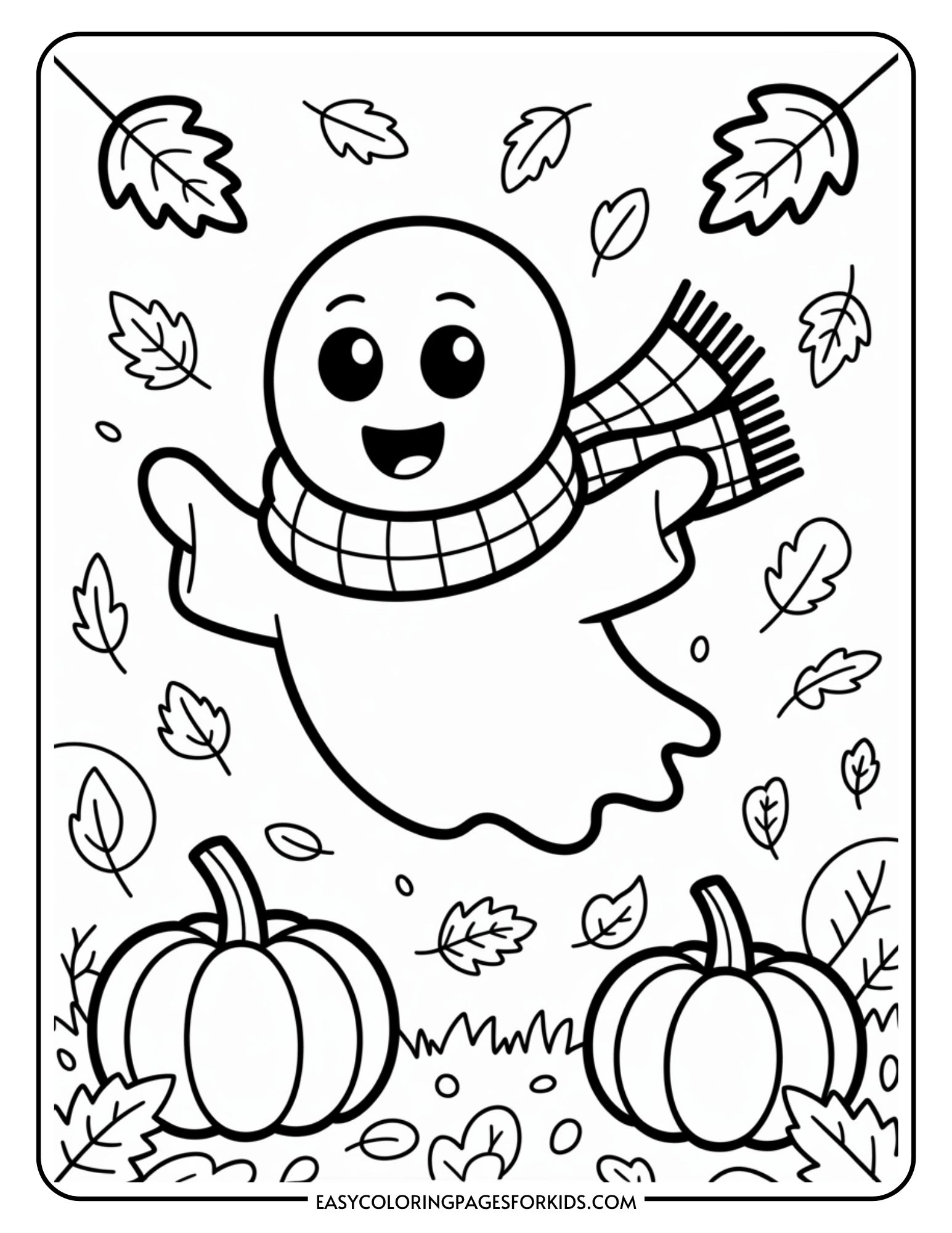 Cute Halloween Ghost Coloring Pages (6 PDF Pages) - Easy Coloring Pages ...
