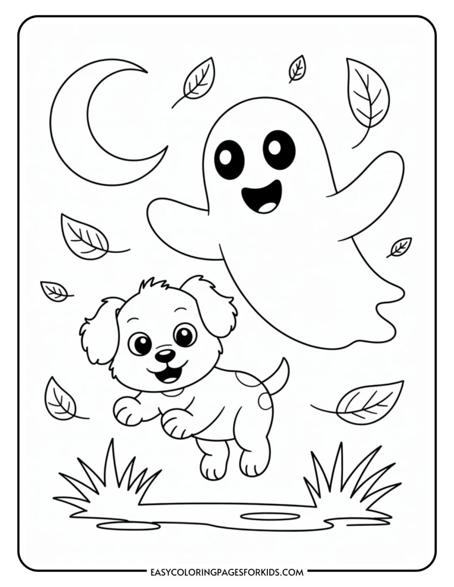 Cute Halloween Ghost Coloring Pages (6 PDF Pages) - Easy Coloring Pages ...