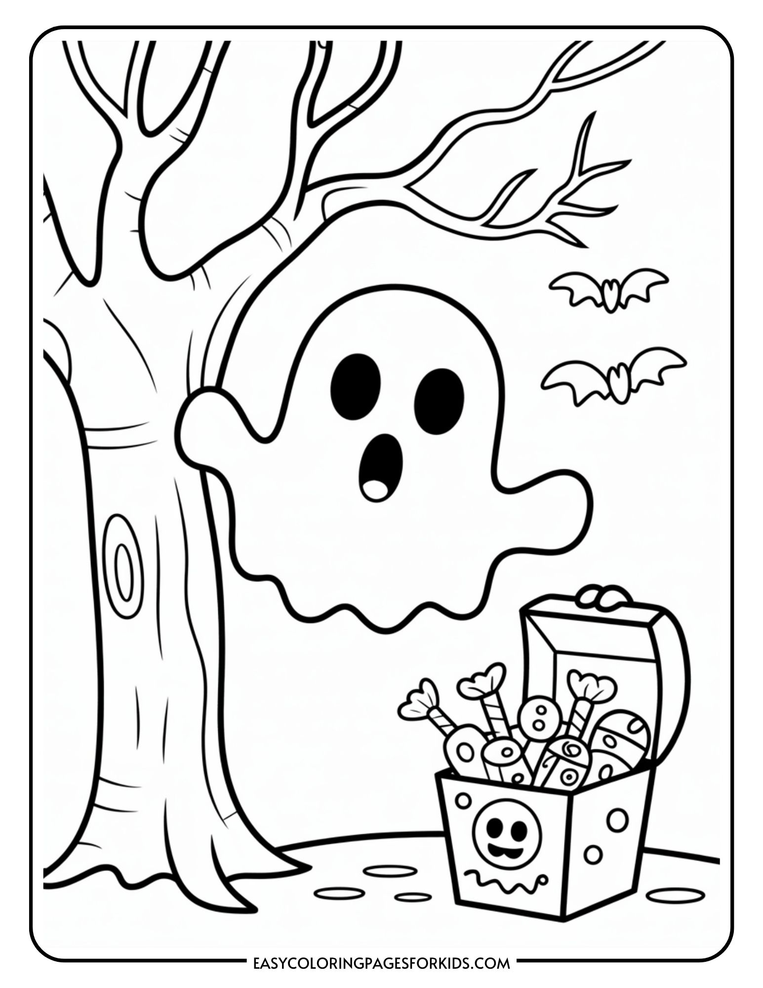 Cute Halloween Ghost Coloring Pages (6 PDF Pages) - Easy Coloring Pages ...