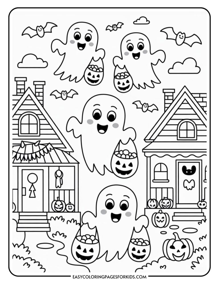 Spooky Cute Halloween Coloring Pages for Kids (7 Printables) - Easy ...