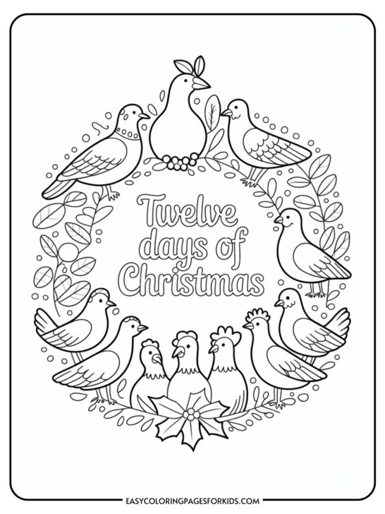 12 Days Of Christmas Coloring Pages (13 Coloring Sheets)