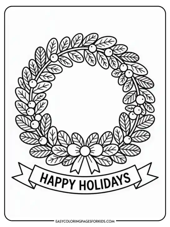 Christmas Coloring Pages Wreath (8 Printable Pages)