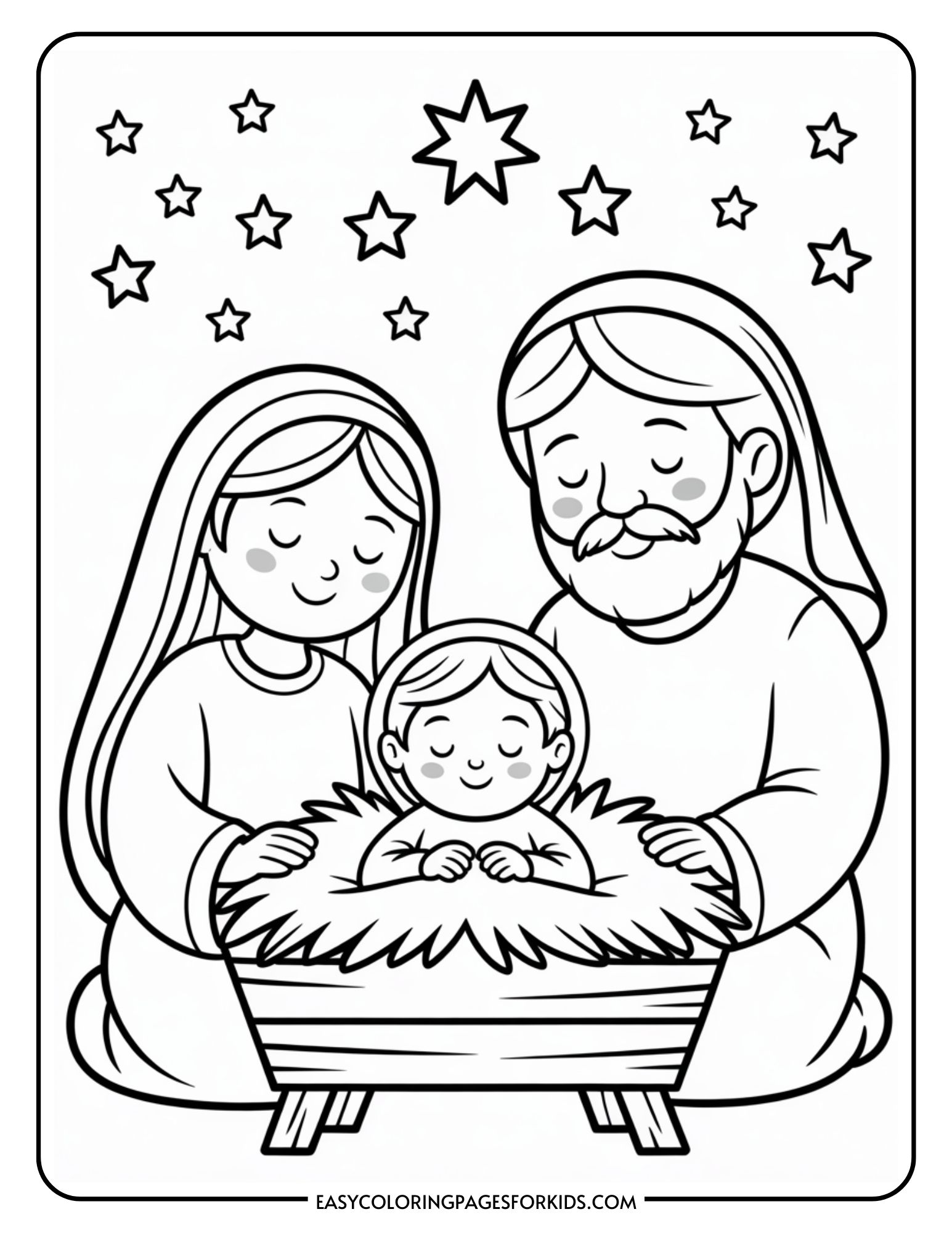 Christmas Nativity Scene Coloring Pages (10 Printable Pages) - Easy ...