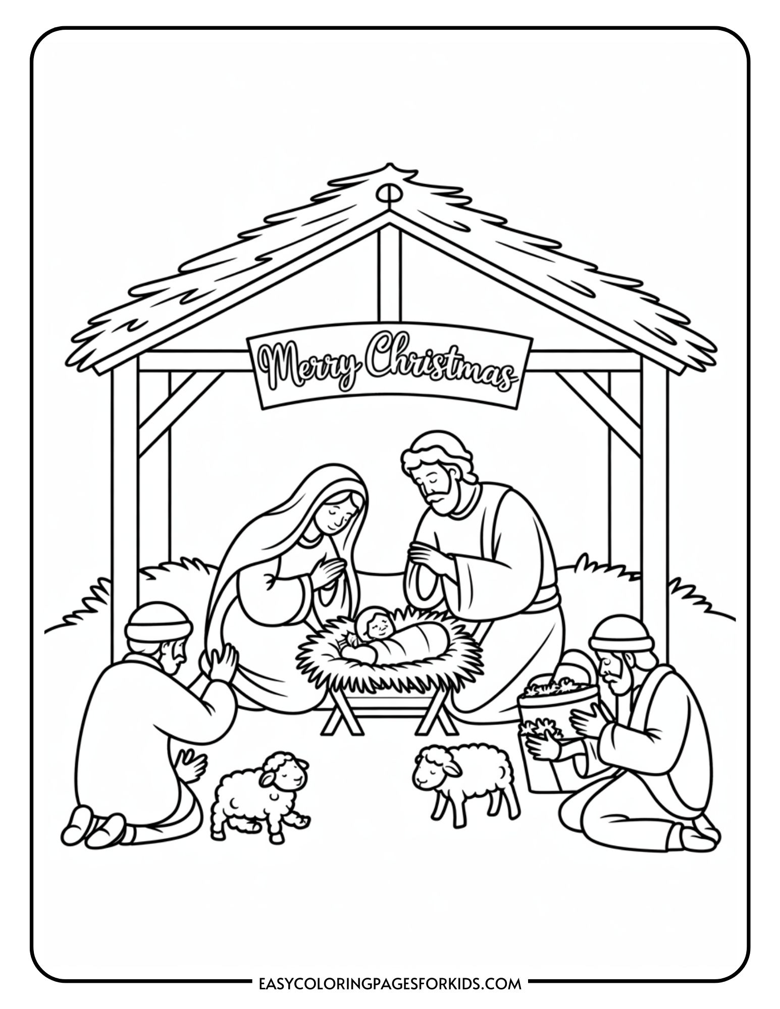Christmas Nativity Scene Coloring Pages (10 Printable Pages) - Easy ...