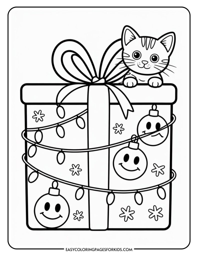 Christmas Present Coloring Page (8 Sheets To Color) - Easy Coloring ...