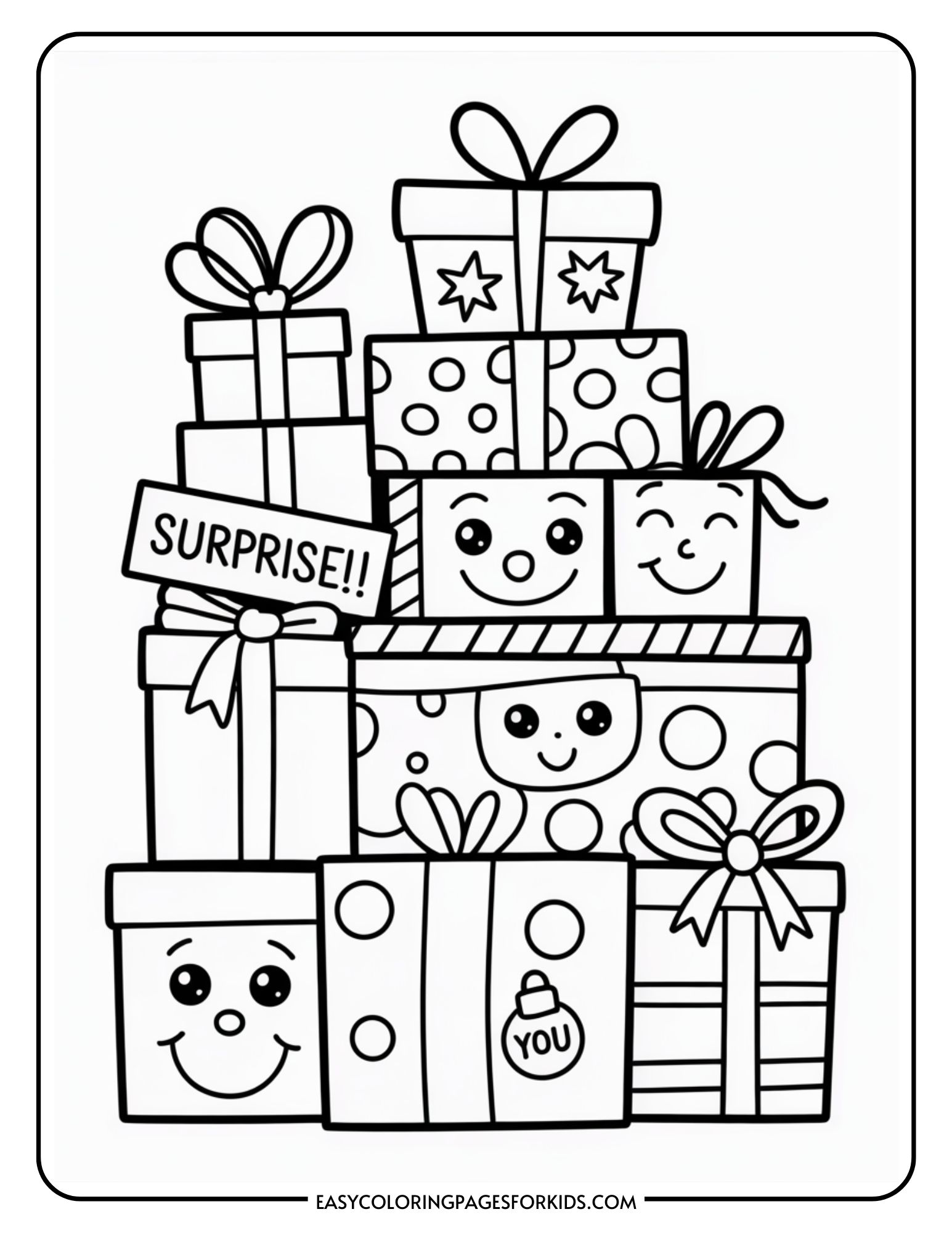 Christmas Present Coloring Page (8 Sheets To Color) - Easy Coloring ...