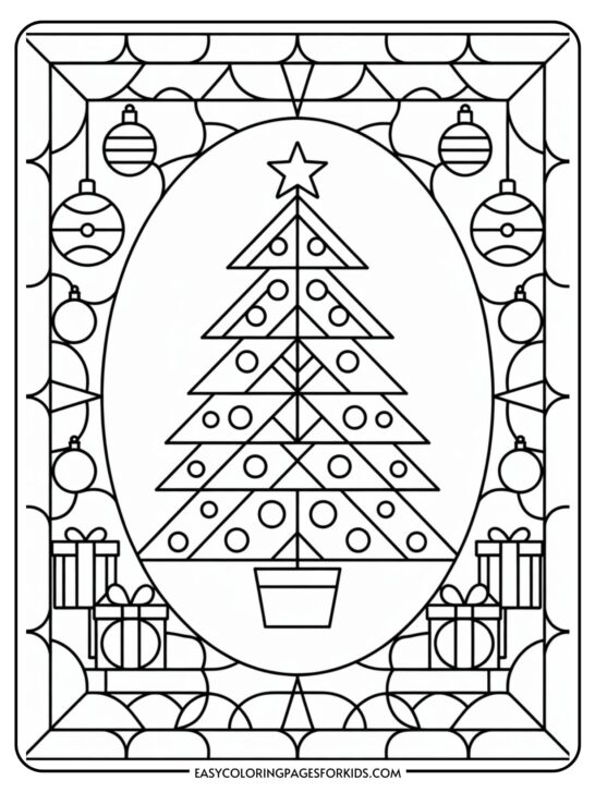 Christmas Stained Glass Coloring Pages (11 Pages To Color)
