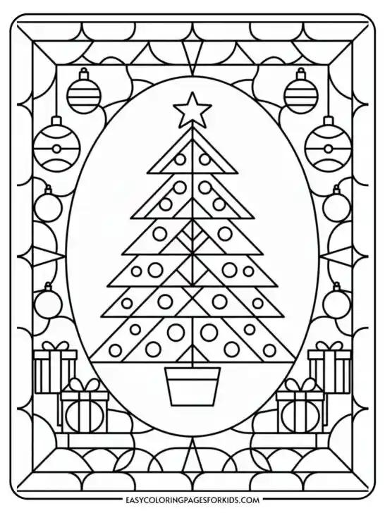 Christmas Stained Glass Coloring Pages (11 Pages To Color)