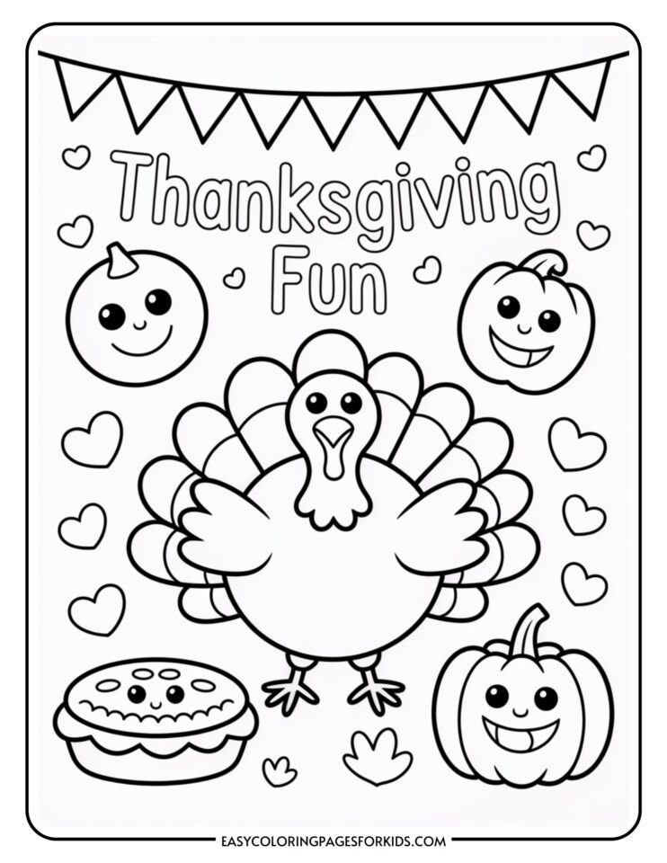 Coloring Pages Thanksgiving Printable (10 PDF Pages) - Easy Coloring