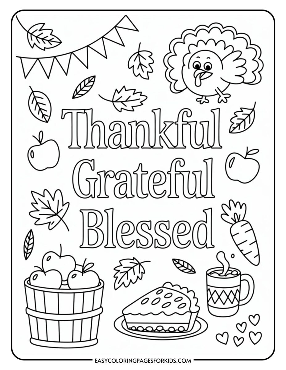 Coloring Pages Thanksgiving Printable (10 PDF Pages) - Easy Coloring