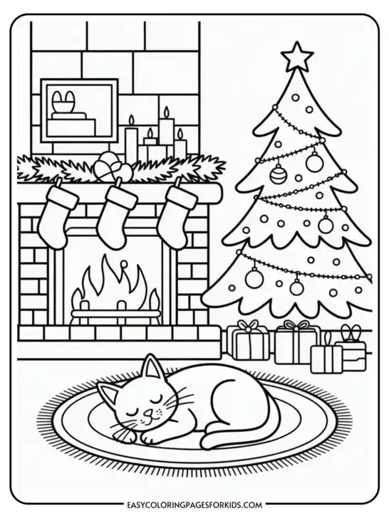 Cozy Christmas Coloring Pages (8 Coloring Sheets)