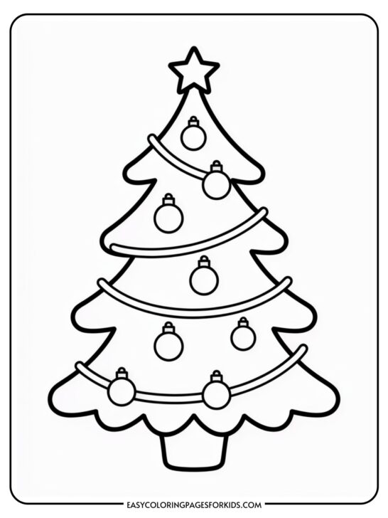 Easy Christmas Tree Coloring Page (8 Printable PDF Pages)