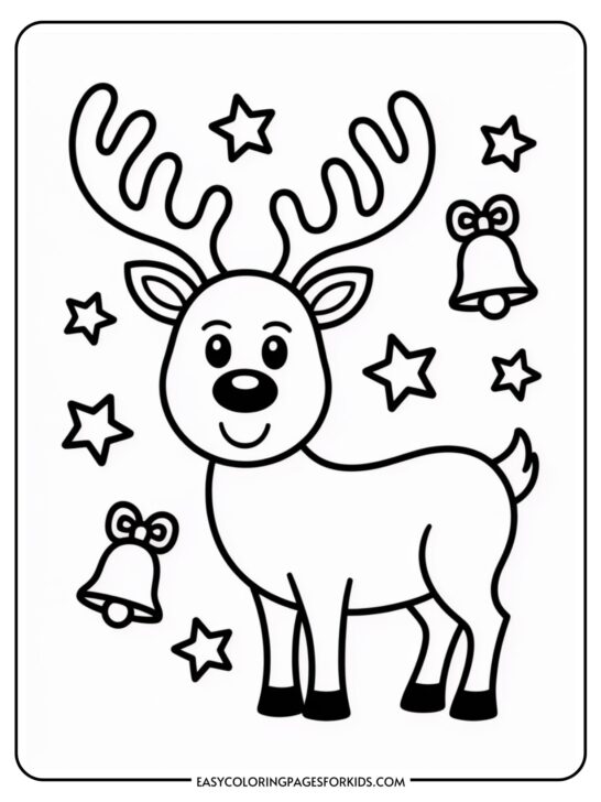 Easy Cute Christmas Coloring Pages (8 Sheets To Color)