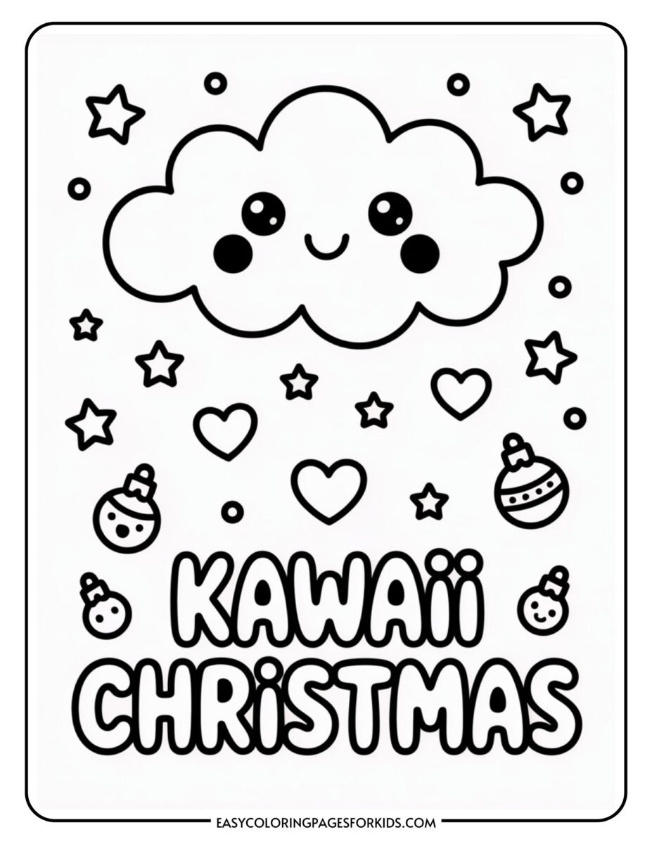 Kawaii Cute Christmas Coloring Pages (8 PDF Pages) - Easy Coloring ...