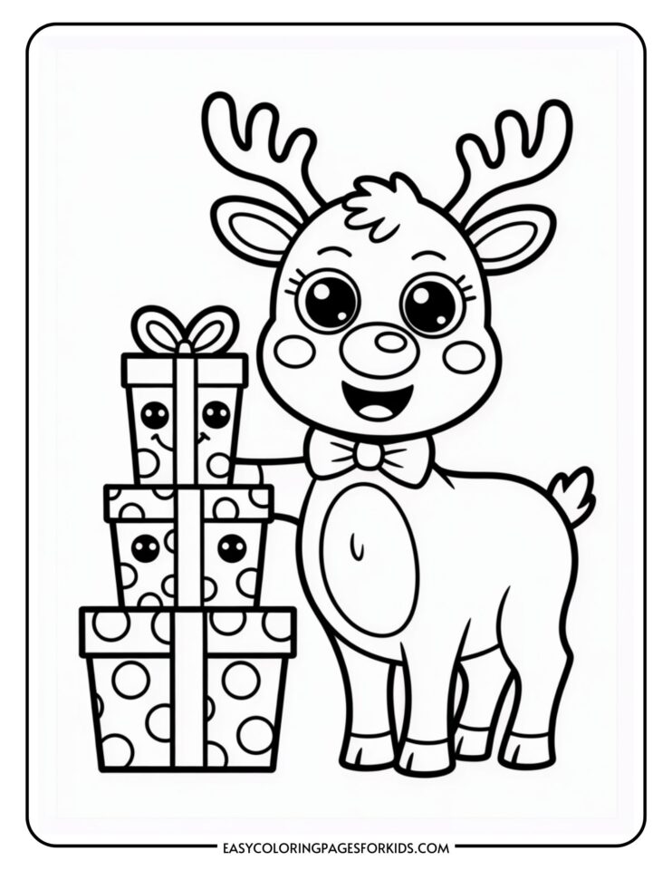 Kawaii Cute Christmas Coloring Pages (8 PDF Pages) - Easy Coloring ...